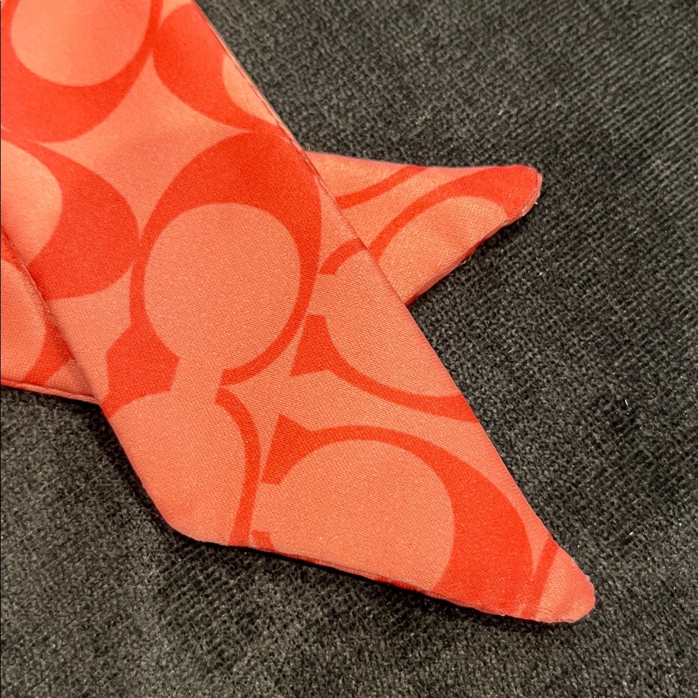 Coach Coral Logo & Polka Dot Silk Scarf Tie - Picture 5 of 5